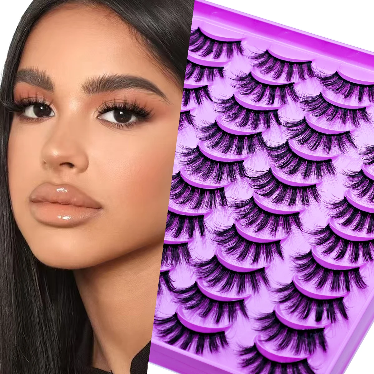 20 Paar natürliche und voluminöse künstliche Wimpern, extra lange, volle Streifenwimpern, Cat-Eye-Stil, weich und hautfreundlich – Wimpern