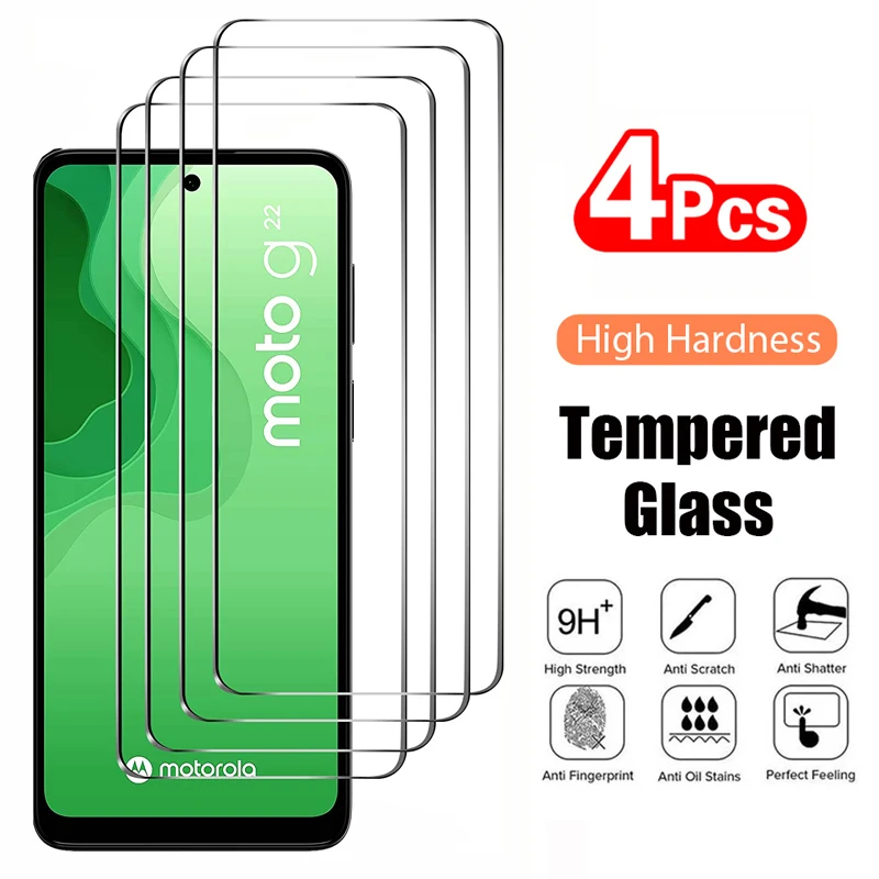 4PCS Vetro Temperato per Motorola Moto G10 G20 G30 G50 G60 G100 G200 G31 G41 G51 G71 G22 G52 G82 E40 E20 Pellicola Della Protezione Dello Schermo