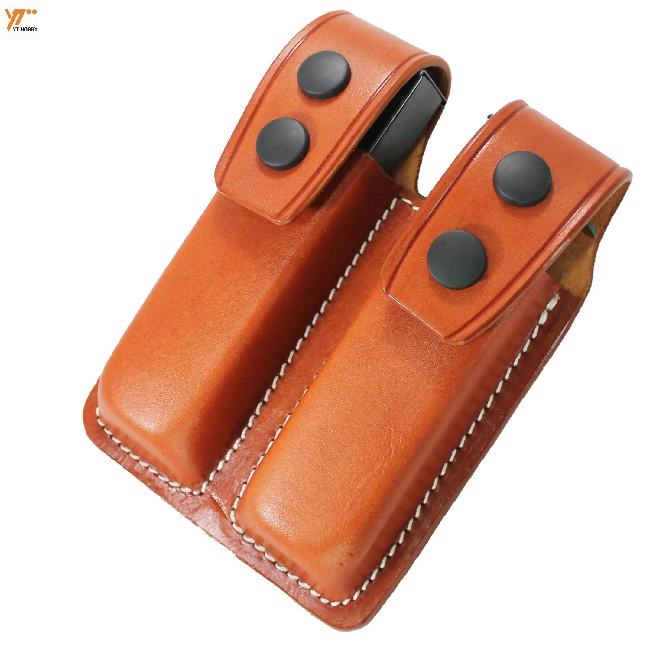 Real Leather Closed Type Double Mag Holster for Double Stack Mags, OWB Magazine Pouch For Taurus TH9C