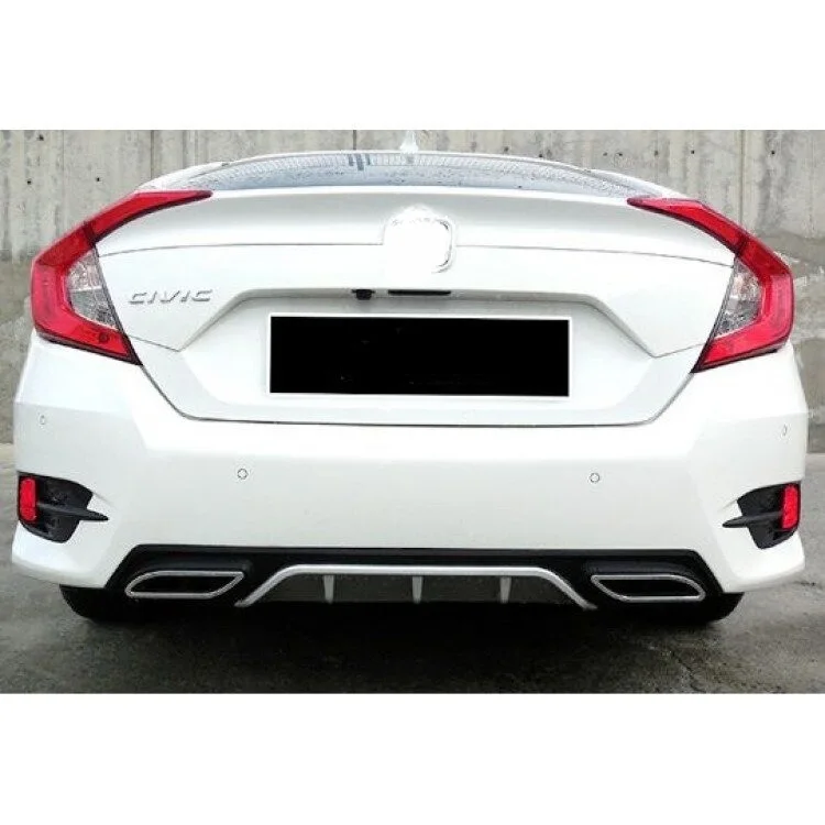 Honda Civic Sedan Diffuser Fake Exhaust Car Accessory Unıversal Compatible Modified Rear Bumper Attachment Flexible Car Styling