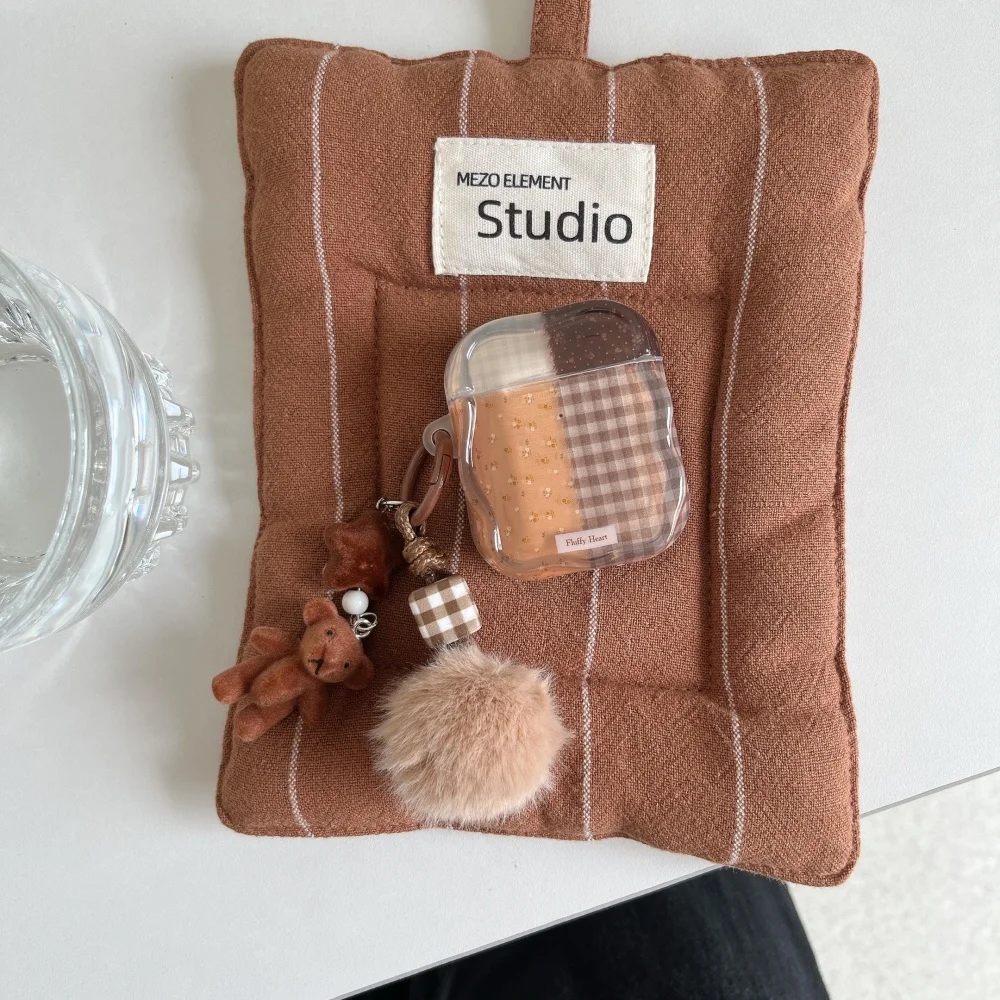 

Retro spliced ​​floral plaid headphone protective case,suitable for AirPods 4/3/2Pro/2/3,retro new shock-proof protective case