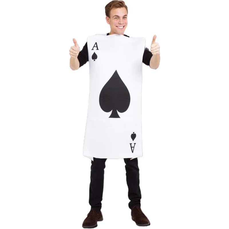 P-Jsmen Lustige Kostüm Spades spielkarten Quadrat Poker Cosplay Kostüme Erwachsene Männer Frauen Overall Outfit Halloween Kostüm