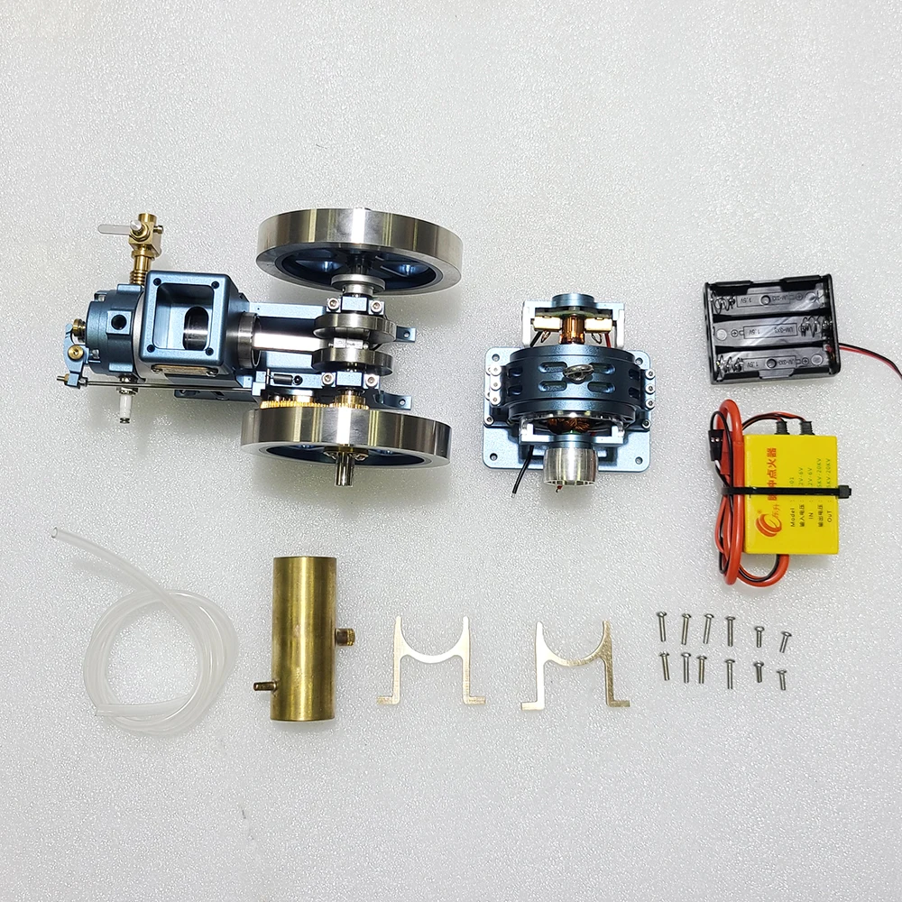 Slow Speed Engine 6CC Displacement Adjustable Speed Horizontal Gasoline Engine Metal Engine Kit with 12V Motor IN STOCK