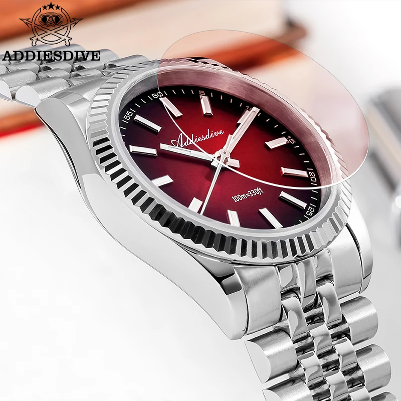 ADDIESDIVE Top Brand 36mm Women Quartz Wristwatch VH31 Sapphire Glass Super Luminous Woman Steel Watch 10Bar Waterproof Diving