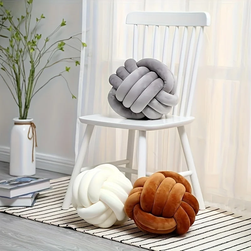 1 Stück Art-Deco-gestreiftes Knotenkissen – handgefertigt, weiches Polyester. Baumwolle, modernes und gemütliches dekoratives Kissen für Zuhause und Sofa, 22,9 x 22,9 cm – Detail 12