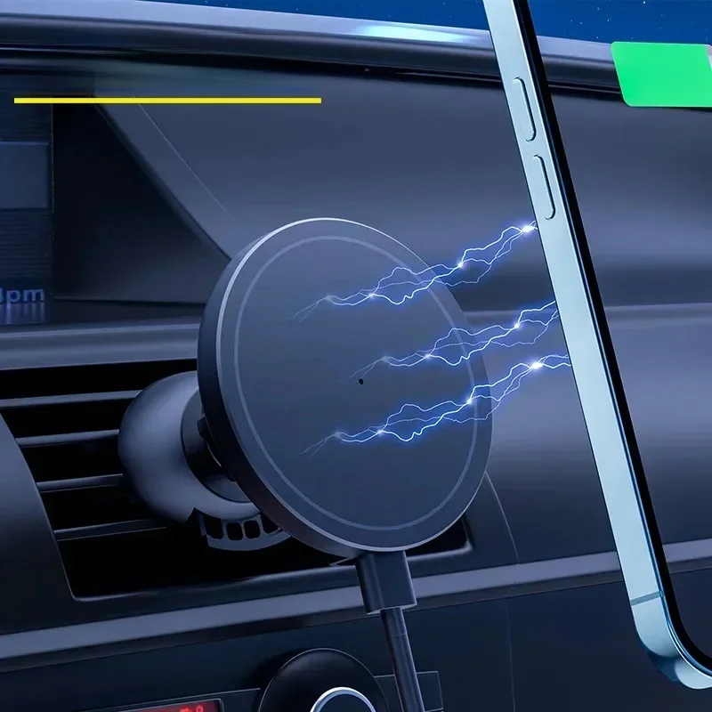 Chargeur magnétique sans fil de voiture 30W + anneau pour iPhone 12 13 14 15 pro max mini support de téléphone de voiture pour grille d'aération charge rapide de voiture