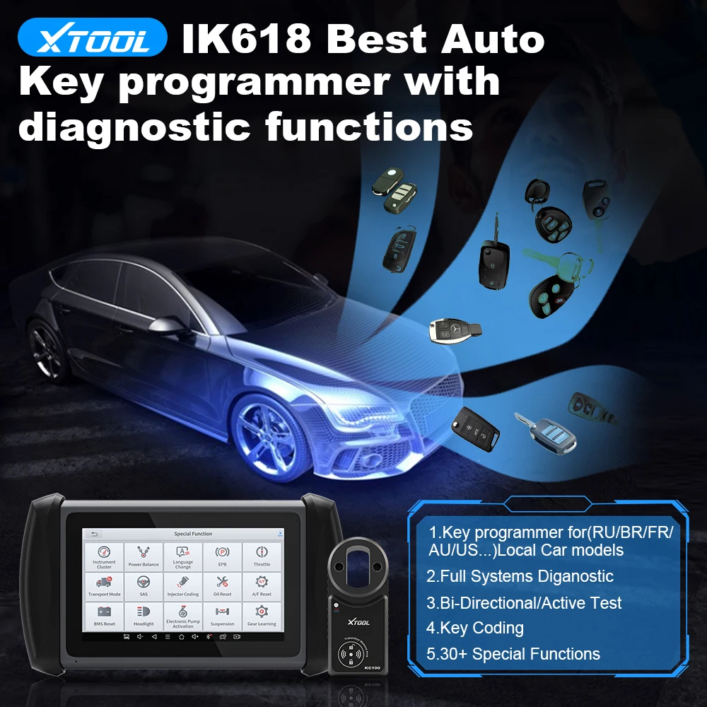 Newest XTOOL IK618 X100 Key Programmer Car OBD2 Diagnostic Tools X100PAD3 Key Programmer 30+ Reset Serve Bi- Directional Control