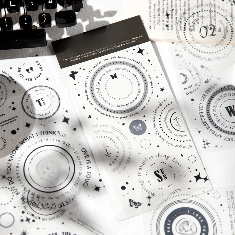 6 sztuk naklejki w dużych rozmiarach materiał PET wystrój kolaż śmieci dziennik DIY artykuły do ​​scrapbookingu samoprzylepne kreatywne naklejki rzemieślnicze — zdjęcie 2