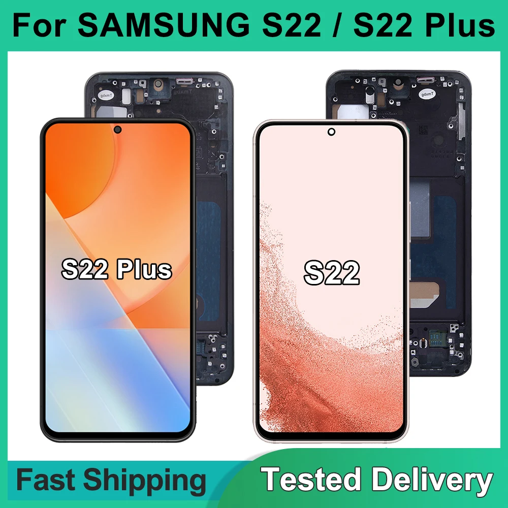 

S22 5G S901B Screen Assembly for Samsung S22 Plus 5G S906B SM-S906B/DS Lcd Display Digital Touch Screen With Frame Replacement