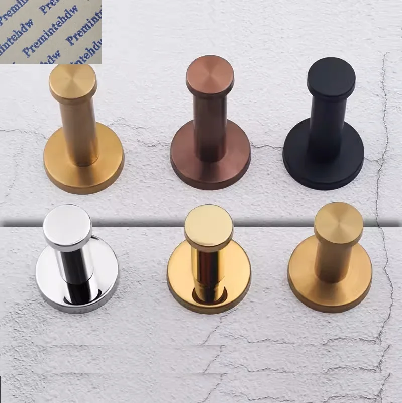 6Pcs Stainless Steel L53mm Single Robe Hook Utility Shower Towel Hanger Gold Black Bronze Grey Shiny