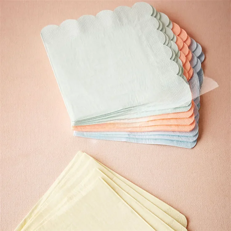 16szt Papierowa serwetka pastelowa z muszelką Duża 33x33cm Serwetka imprezowa Miętowa Zielona Żółta Brzoskwiniowa Różowa Niebieska Dekoracja ślubna dla dzieci — zdjęcie 2