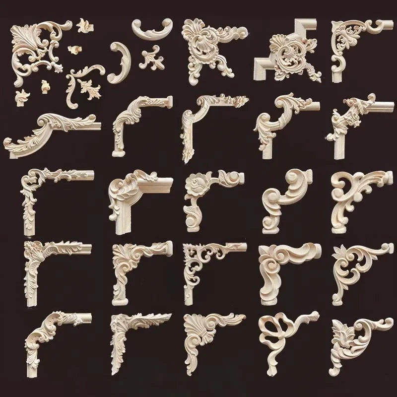 Applique murale d'angle en bois naturel, style européen, décoration de la maison, applique murale de fond, figurine sculptée, décoration de salon