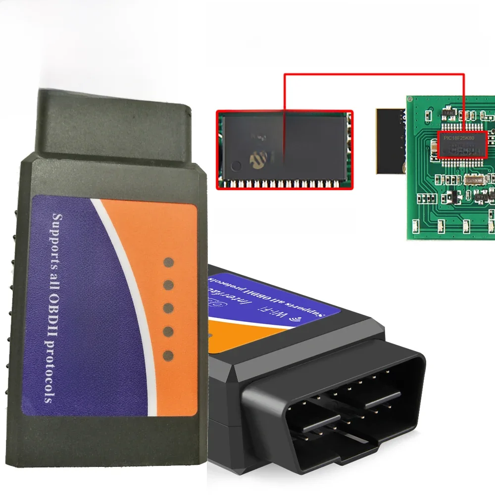 Größte ELM327 V 1,5 OBD2 WIFI Auto Diagnose Werkzeug ULME 327 OBD II Scanner Chip PIC18F25K80