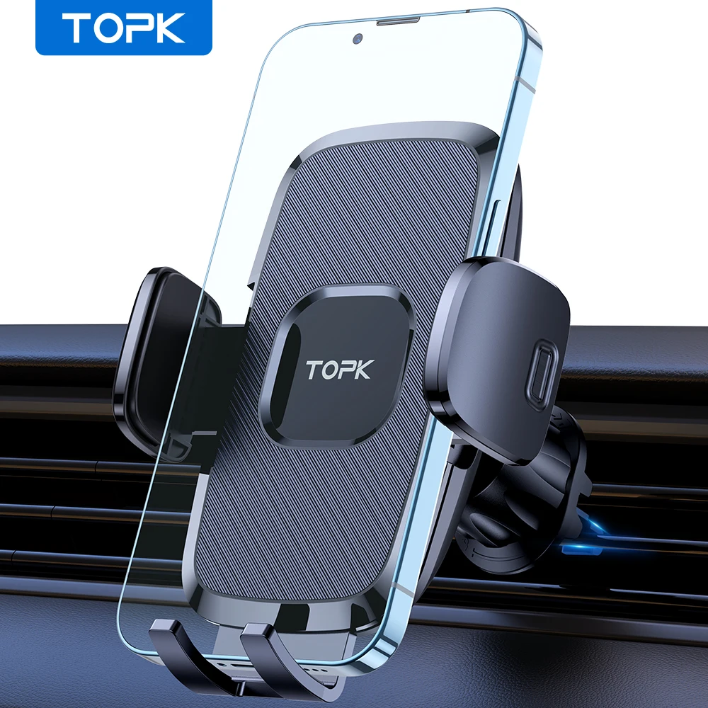 

TOPK D35-G Car Phone Holder Air Vent Hook Clip Cell Stand For cell iPhone 13 12 11 Pro Max X Xiaomi Huawei Samsung