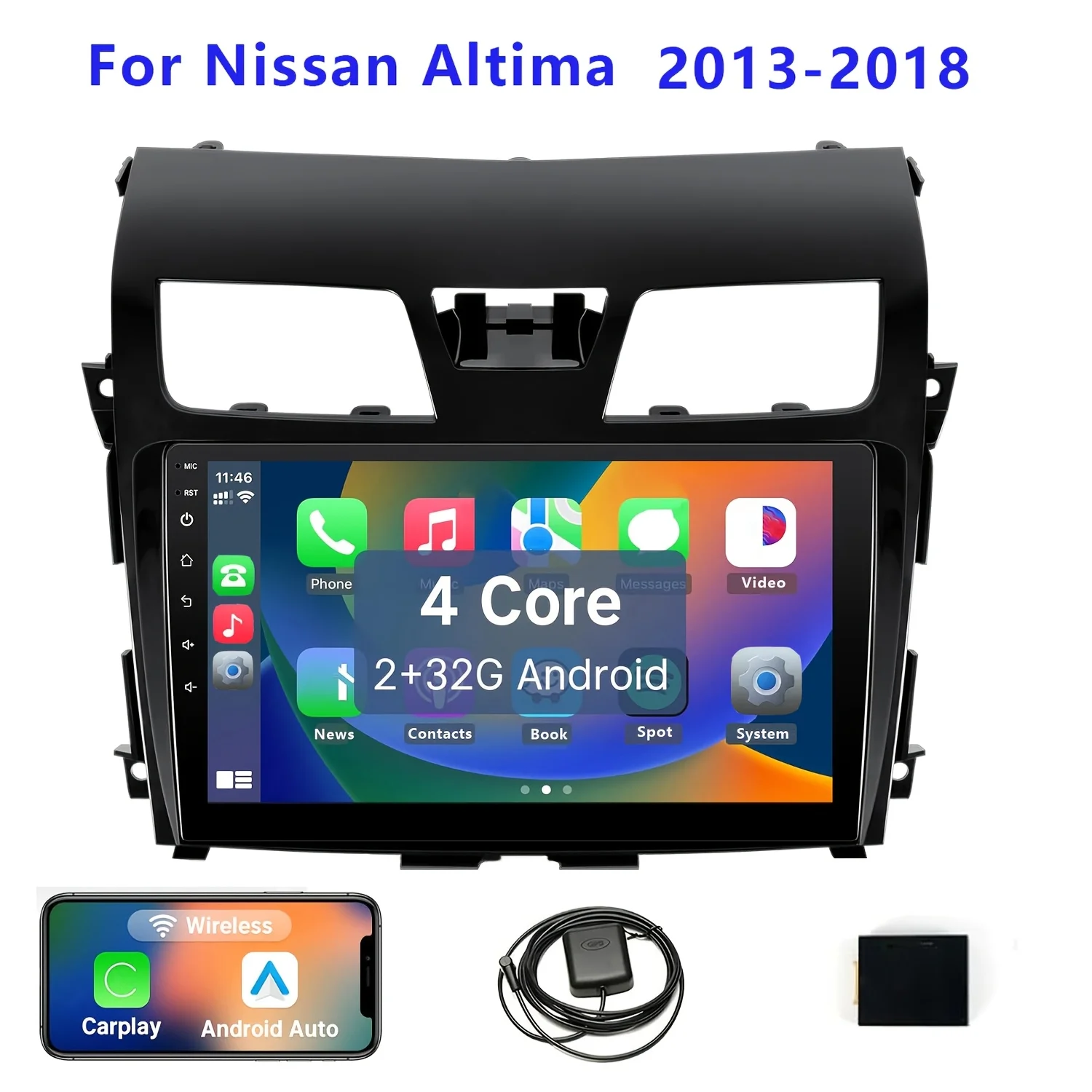 10.1 بوصة ستيريو سيارة لاسلكي لنيسان ألتيما 2013 2014 2015 2016 2017 2018 دعم CarPlay أندرويد السيارات ، 2G + 32G HD لمس