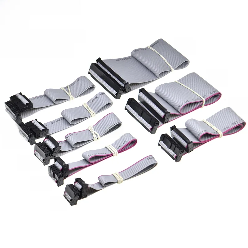2 stücke 2,54mm Abstand Fc-6/8/10/14/16/20/40/50 Pin 30cm jtag isp Download-Kabel grau Flach band