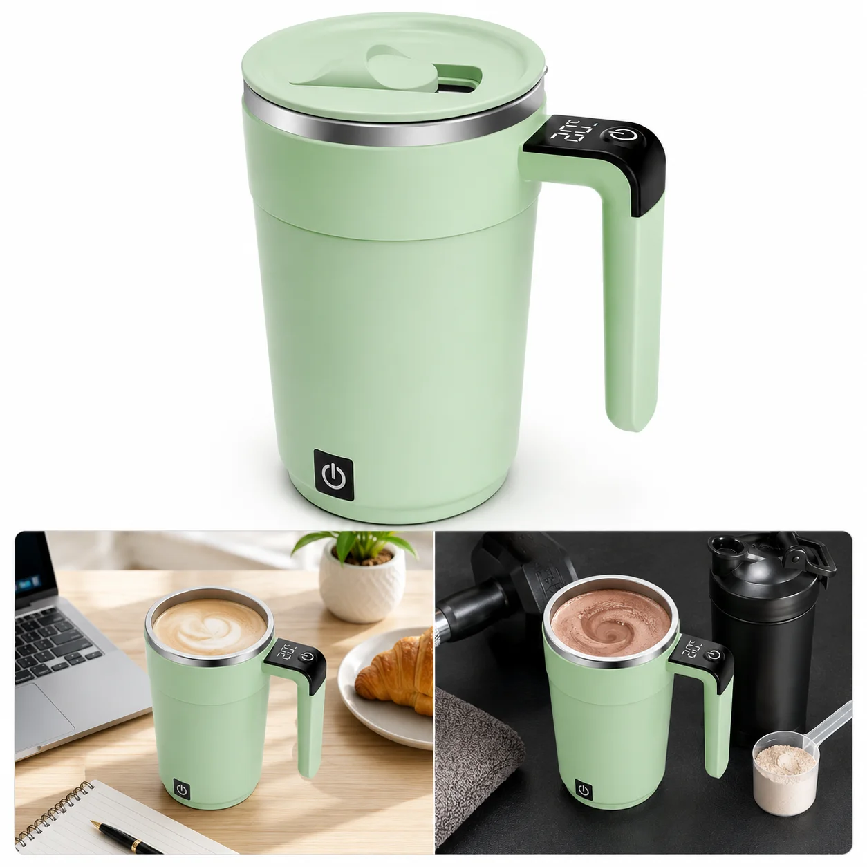 Akku-Stabmixer Vielseitiger Rührbecher für Protein‑, Kaffee‑ und Milchgetränke Magnetische automatische Rührfunktion ohne Löffel