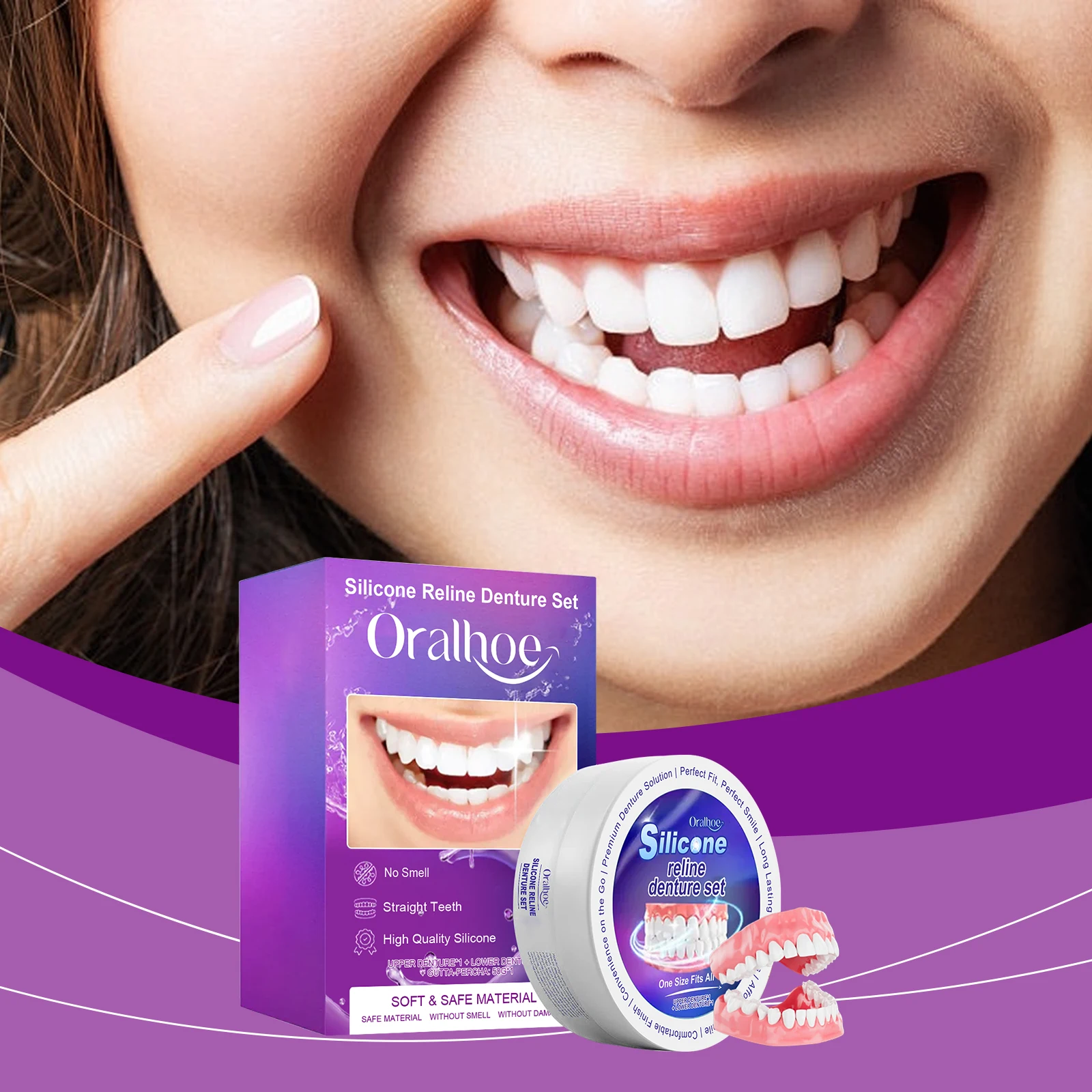 Dentures False Teeth Kit Decorated Teeth Gaps Orthodonticed Teeth Natural Smile Comfortable Wear Perfect Fit Beauty Denture Kit