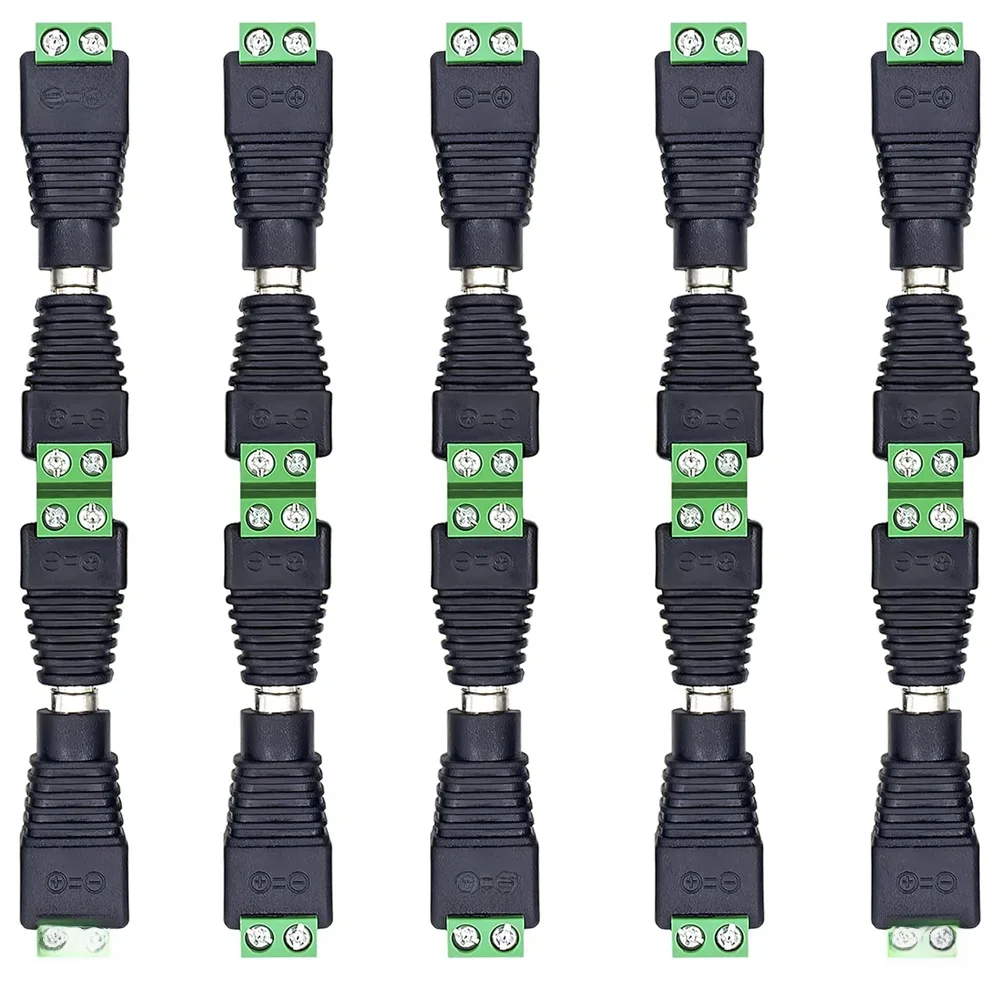 5 par męskich i żeńskich wtyczek DC bez spawania 5,5 * 2,1 mm Bez spawania Głowica żeńska DC Zielony zacisk Monitorowanie Wtyczka zasilania Push-But — zdjęcie 2