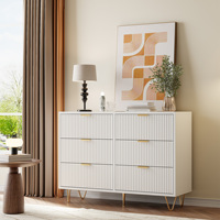 Anajqaqia Modern Chest of Drawers, Storage Cabinet with Wave Pattern, with Drawers and Gold Handles, for Living Room, White