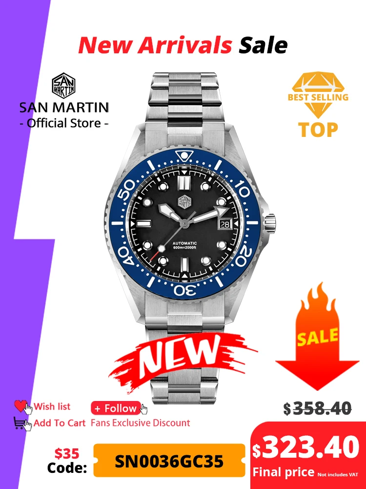 SanMartinUpgraded41mmWaterproof600mClassicMenDiverWatchHeliumEscapeValveST2130AutomaticMechanicalWatchesSN0036