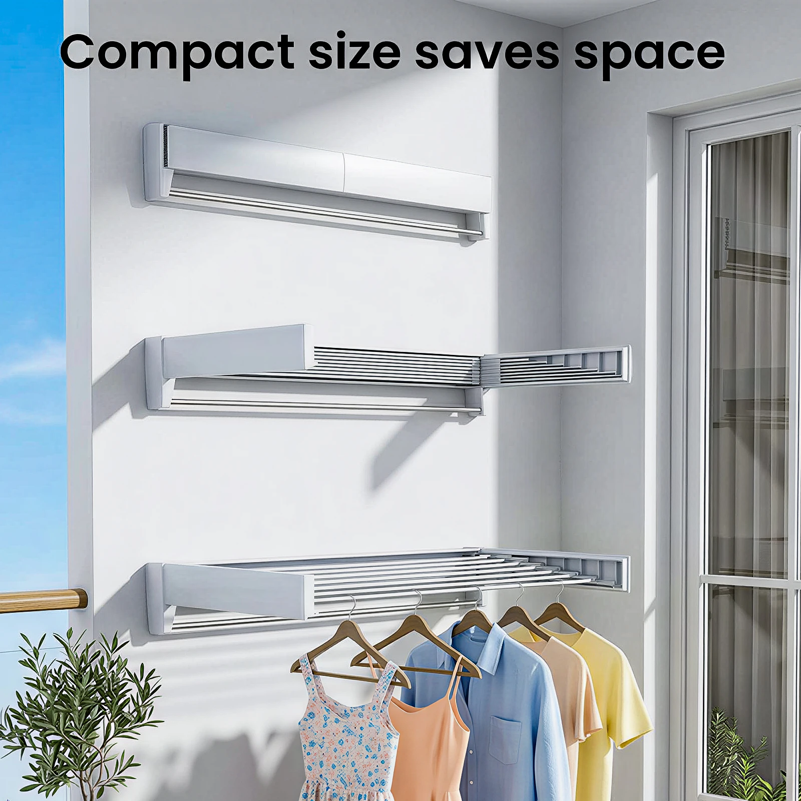 Séchoir mural rétractable 60 lb, pliable, porte-serviettes robuste en aluminium pour salle de bain/balcon/lessive, gain de place