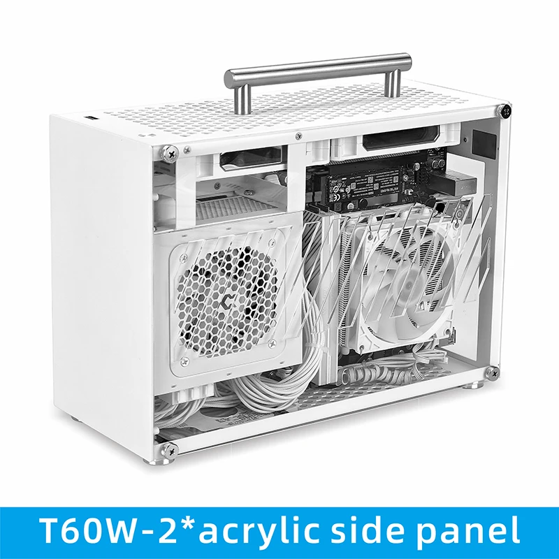 METALFISH T60 Mini ITX White Case 9L With Acrylic Or Mesh Side
