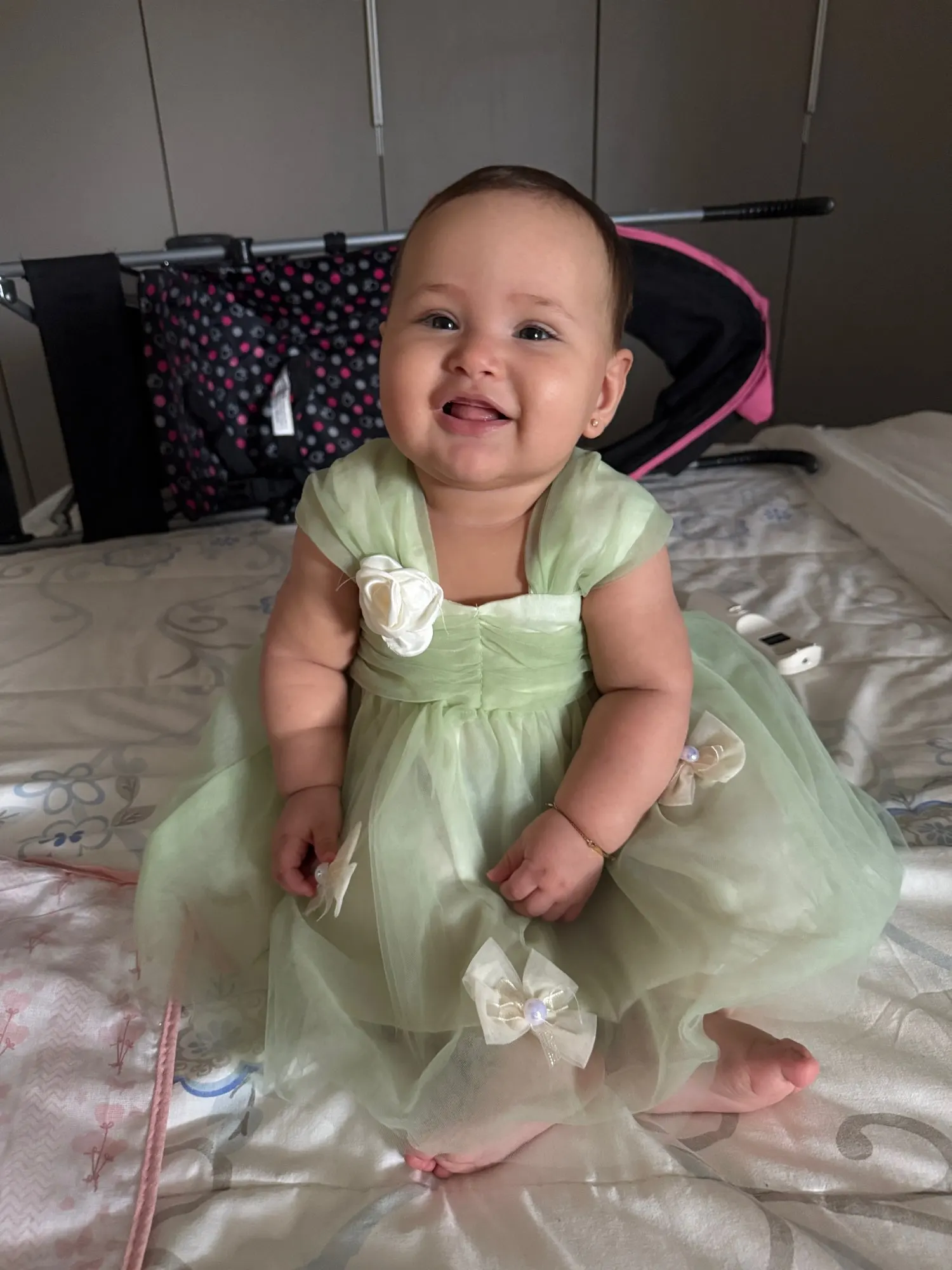 Sweet Flower Fairy Baby Girl Party Dresses Summer Solid Color Mesh Princess Evening Dress Kids Costume 0 to 3 Years Old Children photo review