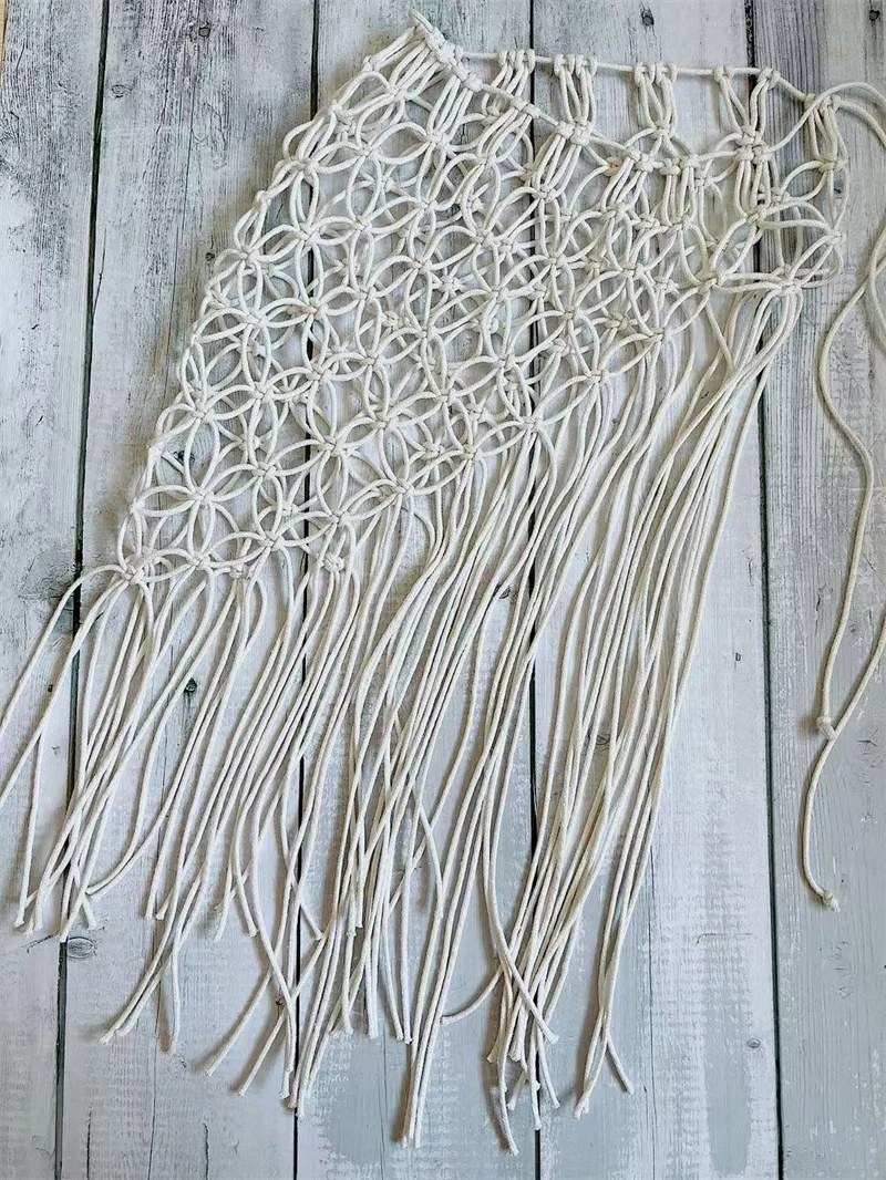 手作りかぎ針編みスカートセクシーな透かし彫りタッセルレースアップハイウエストスカートサロンラップボトムビキニカバーアップ水着女性用水着