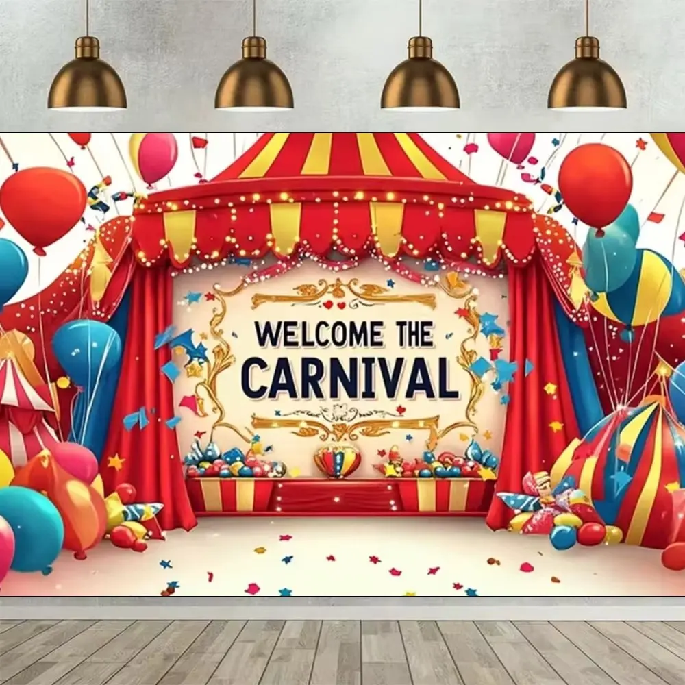 Circus Carnival Theme Party Decorations Backdrop Clown Red Tent Background Children Birthday Banner Baby Shower Gifts Supplies view 5
