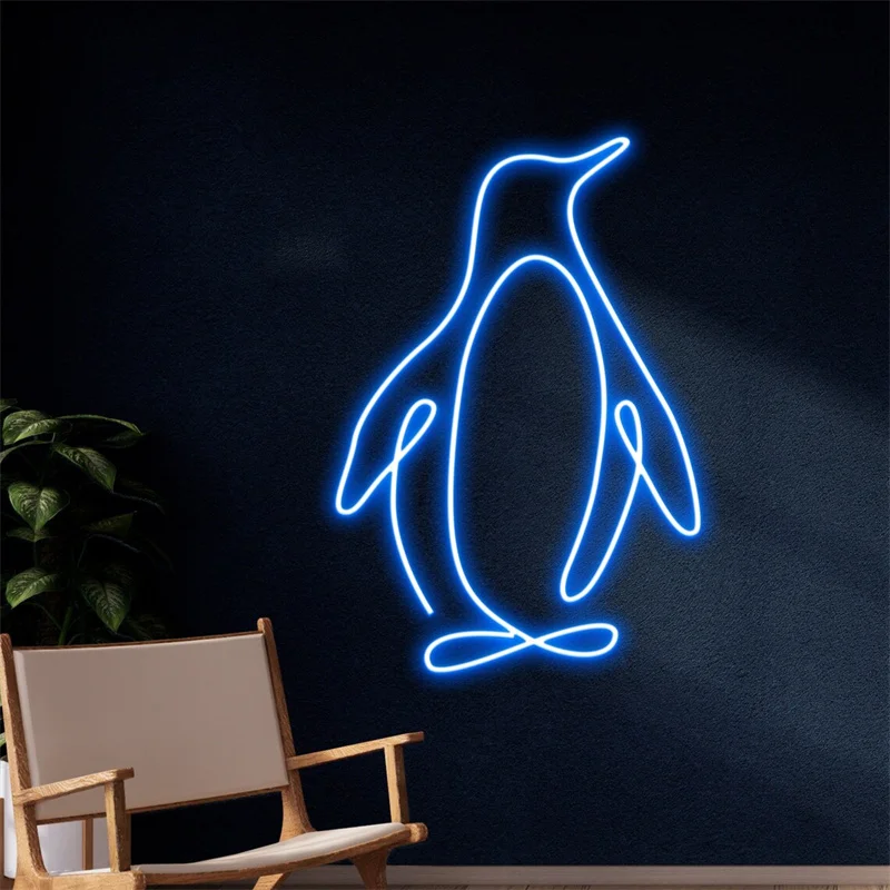 Pinguim Neon Sign LED Light, Decoração da parede, Berçário, Presente para criança, Crianças