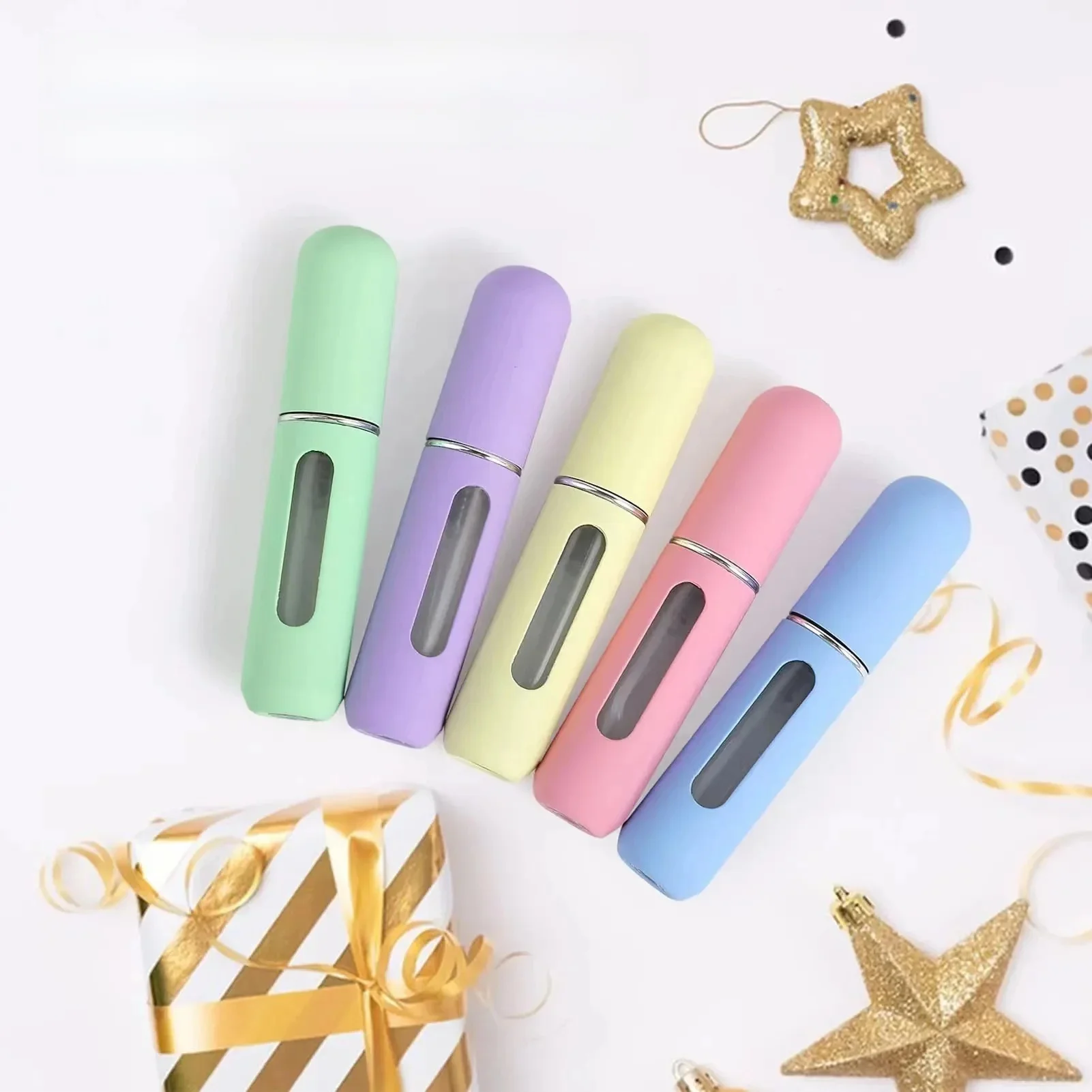 Bouteille de parfum de remplissage de fond couleur bonbon, 5ml, 8ml, liquide de voyage Portable, sous-embouteillage, pot rechargeable, Spray vide, cosmétique, 1/5 pièces