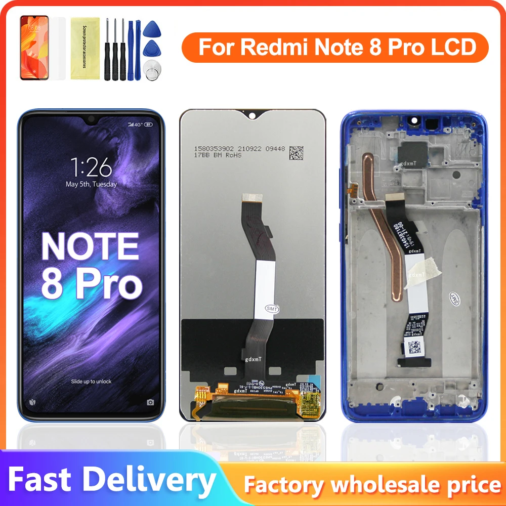 

6.53" For Xiaomi Redmi Note 8 Pro M1906G7I M1906G7G Lcd Display Touch Screen with Frame Replacement For Redmi Note 8 Pro Display