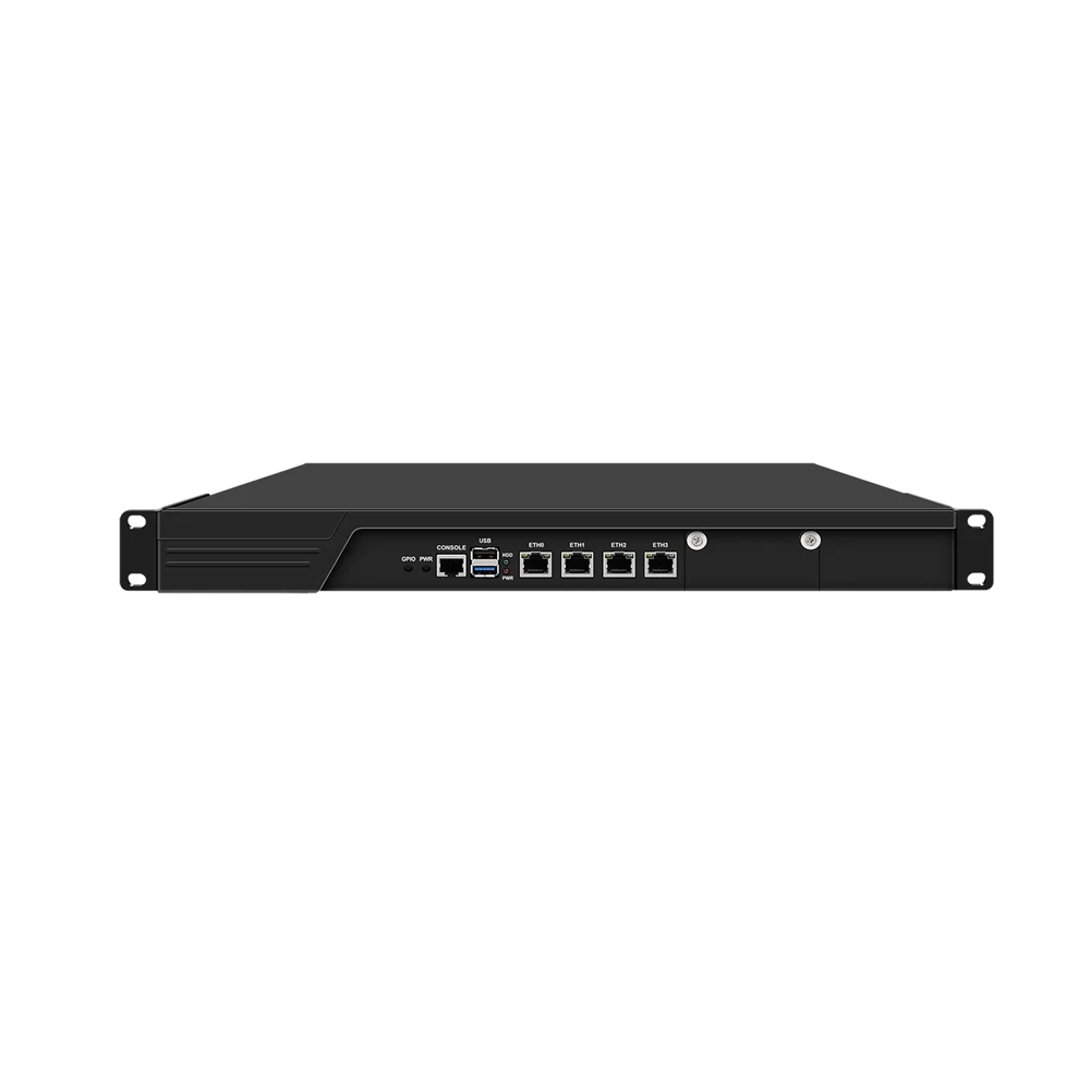 HUNSN 1U apparecchio Firewall per montaggio su Rack da 19 pollici, N100,N200,I3 N305, Router di rete, RJ53, 4 x 226-V 2.5GbE LAN, VGA, GPIO, Slot SIM