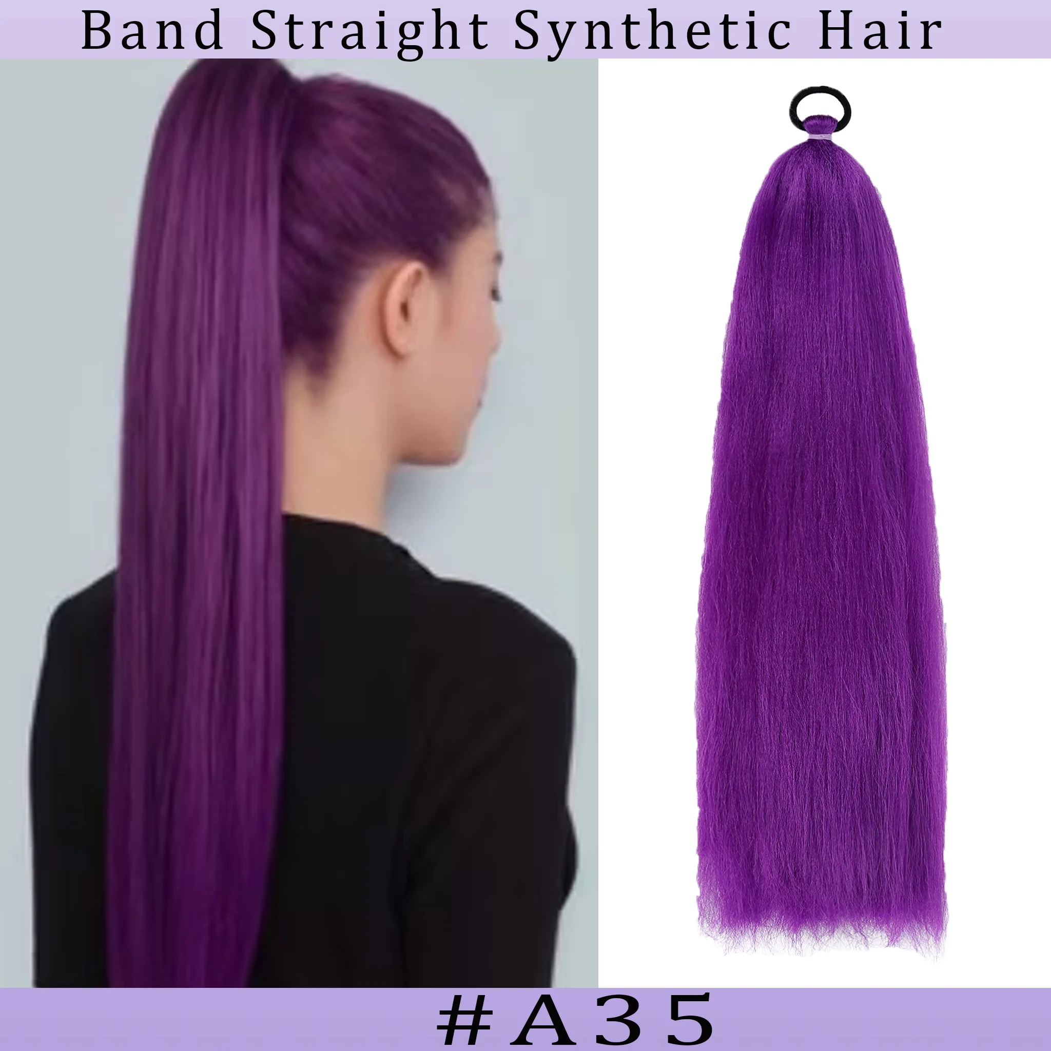 

Elastic Band Yaki Straight Synthetic Hair Extension Ponytail Suitable for Skin Tones Braided Ponytail Wig for Daily Wear
