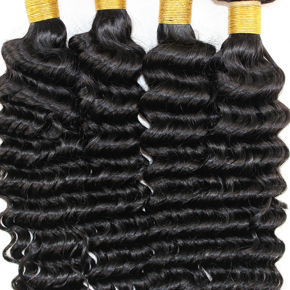 Gemlong 100% Human Hair Deep Wave Bundles Original Human Hair Extension For Black Women 10-30 Inch 100 Raw Virgin Human
