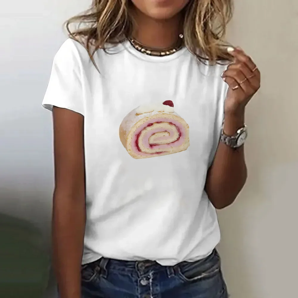 

Футболка с клубникой и лавовым рулетом, вырез, искусство, романтический десерт, юмор, свидание, ночь, одинаковые комплекты для пар, Y2k, милая женская одежда для девочек
