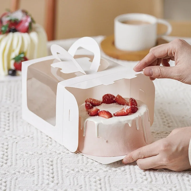 10 stuks taartdoos met helder venster papier geschenkverpakking bruiloft verjaardagsfeestje muffin taart container babyshower benodigdheden - afbeelding 2