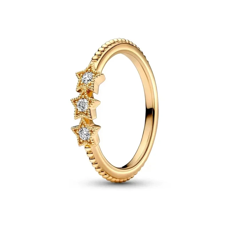 Anillo chapado en oro con circonita para mujer, joya de princesa brillante con forma de corazón, joyería Original de Boutique, novedad de 2024