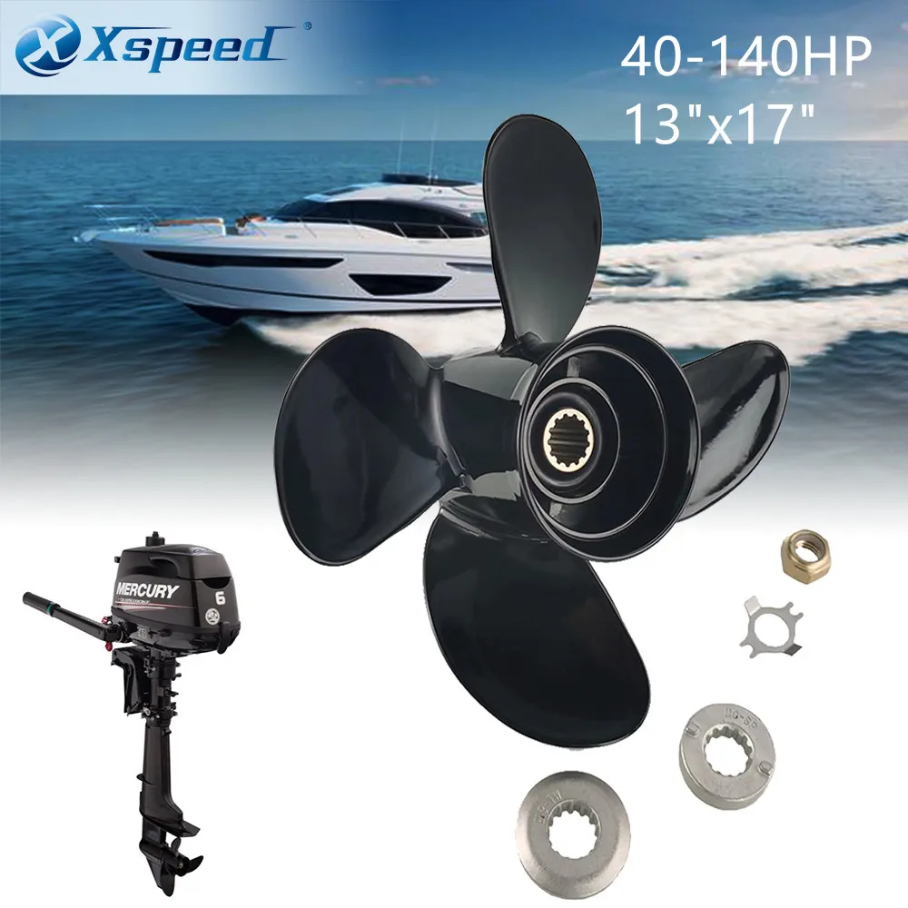 

Xspeed Boat Propeller 13x17 Fit Mercury Outboard Engine 40 50 75 80 90 125 120 150HP Aluminum Alloy 4 Blade 15 Tooth Spl