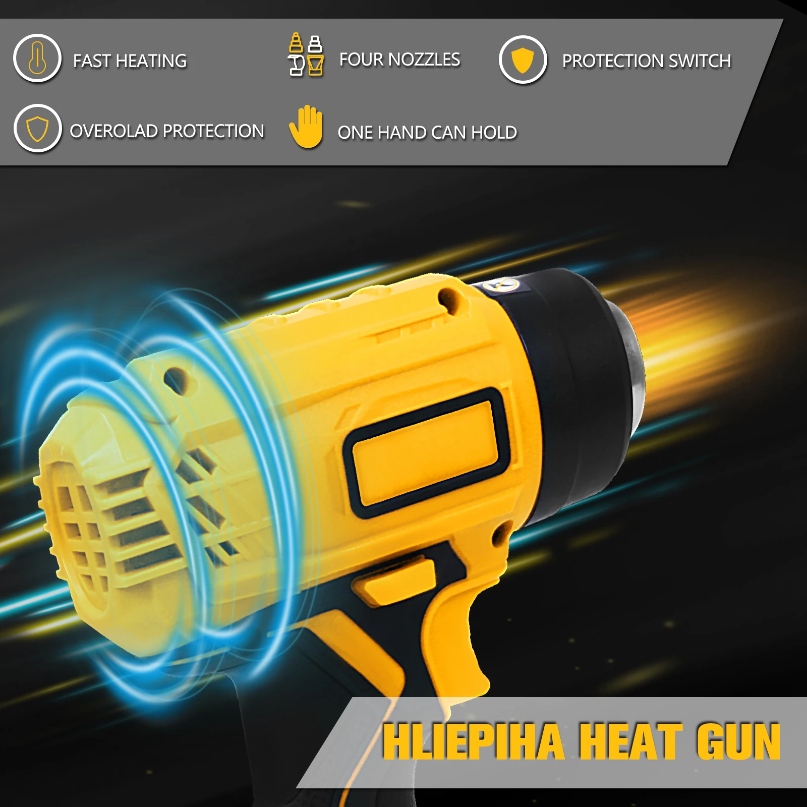 400W Cordless Hot Air Gun with 20V 4000mAh Li-ion Battery Handheld Electric Heat Gun Industrial Home Hair Dryer for Dewalt