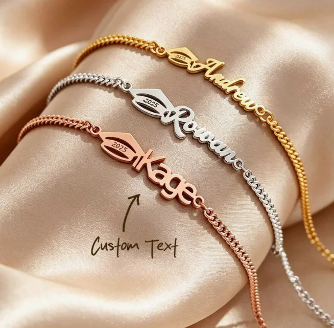 

DOREMI customized graduation name bracelet stainless steel PVD electroplated waterproof graduation souvenir graduation bracelet