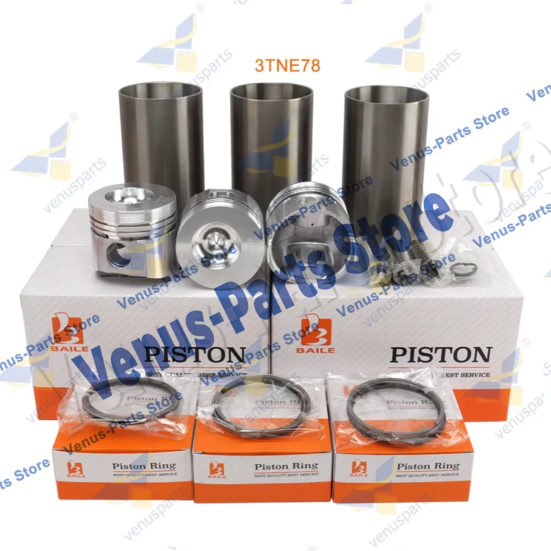 For Yanmar 3TNE78 Overhaul Rebuild Kit 3TNE78A Piston Rings Cylinder Liner Full Gasket Set Engine Parts