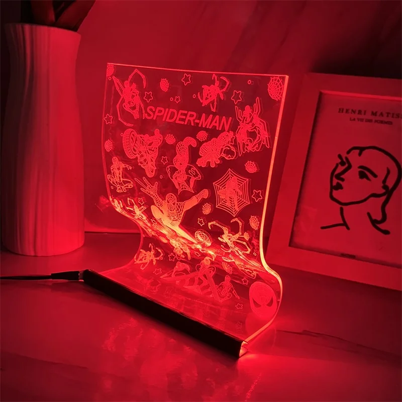 Lámpara de desplazamiento Spider Cool Man para niños, interruptor de luz de ambiente, lámpara de mesa acrílica 3D con Control remoto, lámparas de escritorio, decoración, regalo