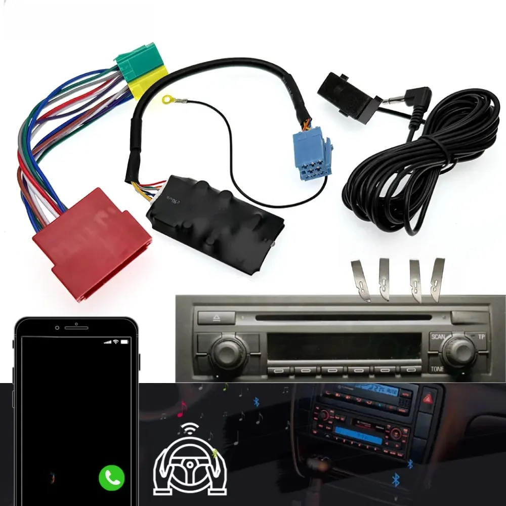 Samochodowy Bluetooth 5.0 AUX zestaw głośnomówiący 8 Pin Adapter A2DP muzyka Audio kabel dla Audi A3 8L 8 P A4 B5-B7 A6 4B A8 4D Quadlock — zdjęcie 2