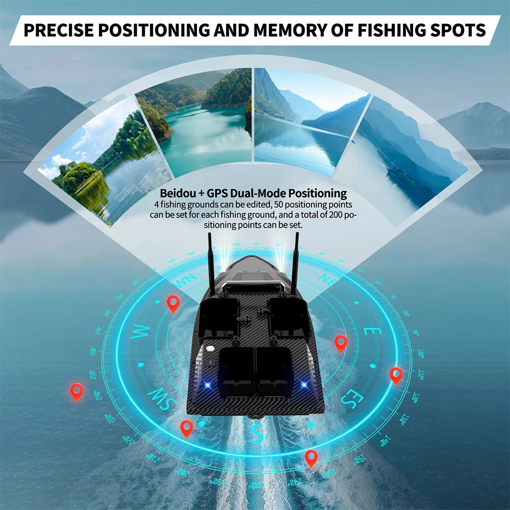 Flytec V803 Pro Eingebautes Sonar-Fischfinder-GPS-Köderboot 24000 mAh RC-Angelköderboot mit zwei Akkus 4 Angelpunkte 3 kg maximale Belastung – Detail 15