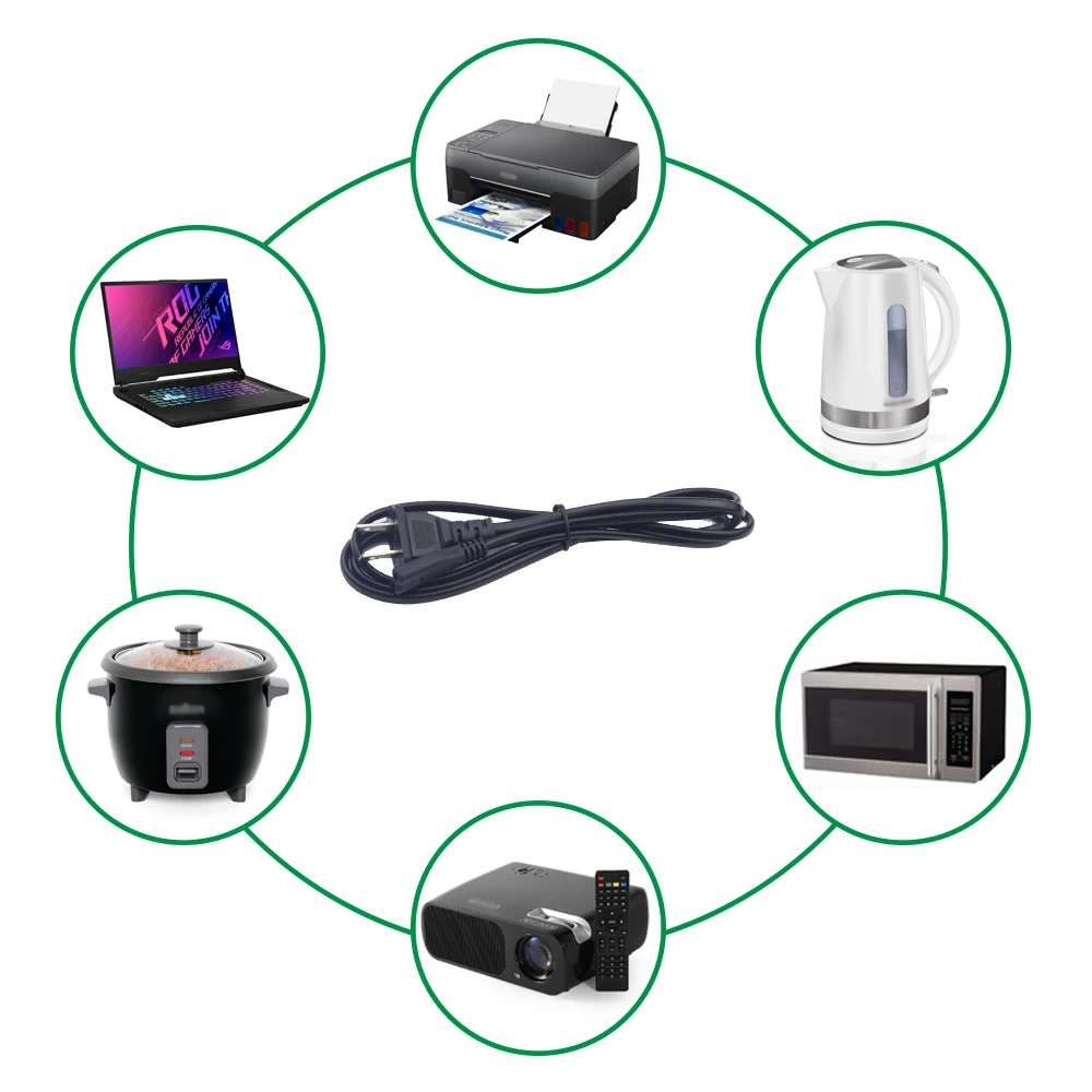 التيار المتناوب سلك الطاقة كابل الاتحاد الأوروبي/الولايات المتحدة/المملكة المتحدة 1.5 متر الشكل 8 تمديد خطوط للتلفزيون شاشة لاب توب محول XBOX 2 الشق أنثى التوصيل ذكر المقبس