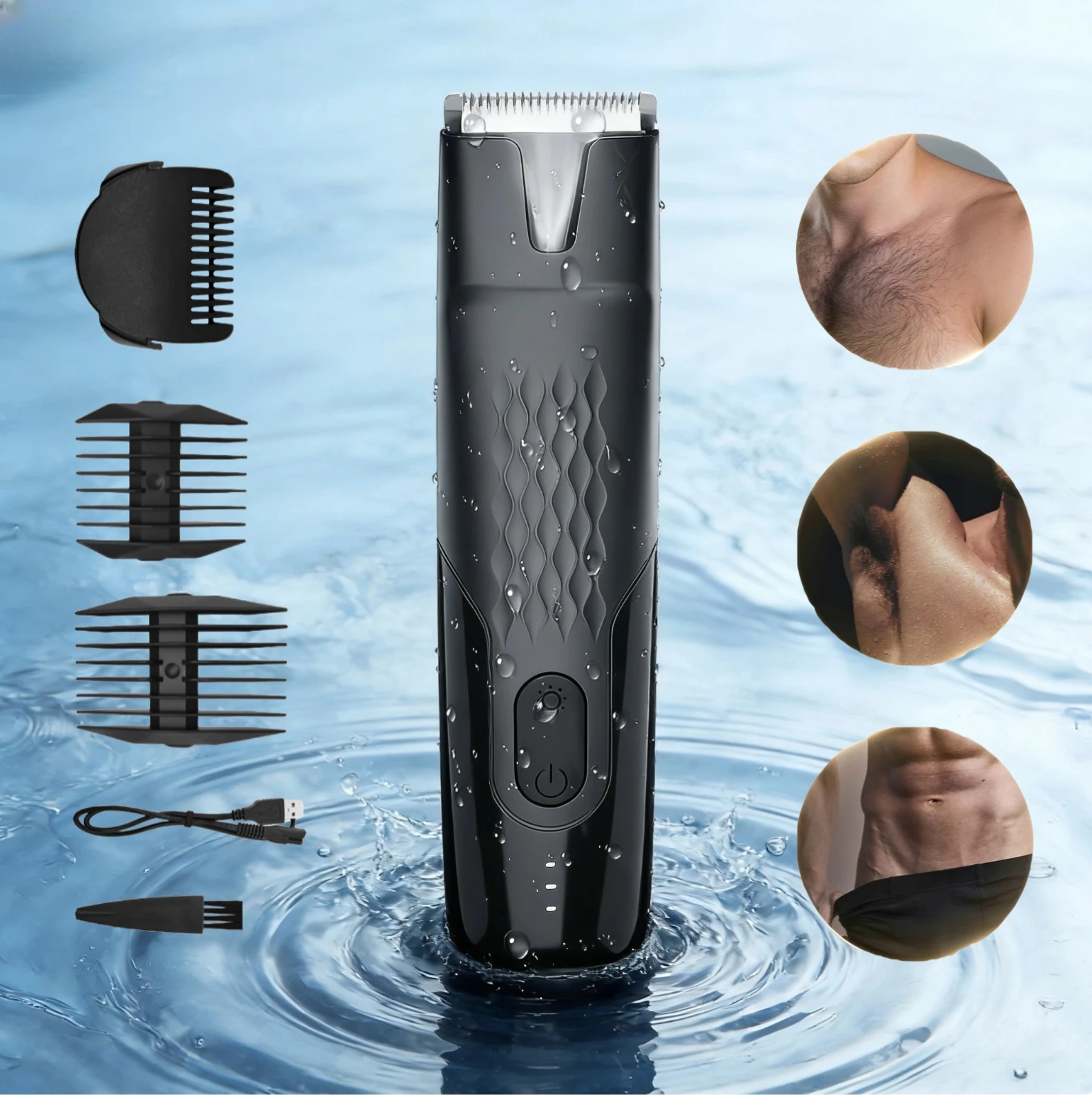 

Электрический триммер для волос на теле для мужчин, бритва для паха/шарика, водостойкая машинка для стрижки волос, машинка для стрижки тела, перезаряжаемая парикмахерская машина