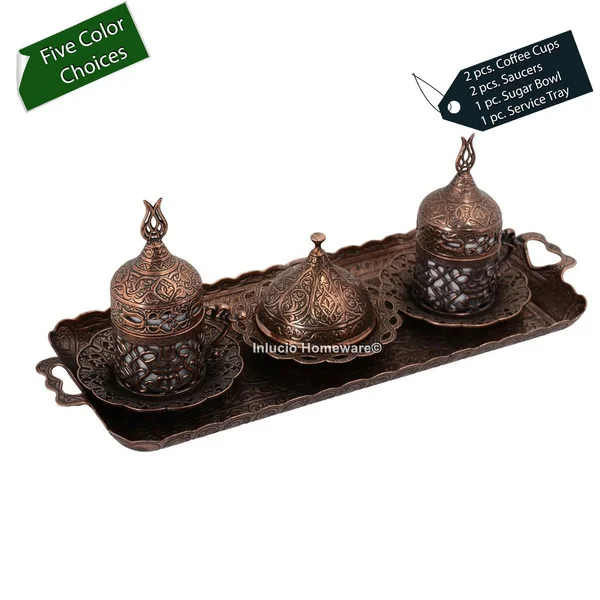 

Turkish Handmade Serving Set Arabic Coffee Mugs Golden Coffee Cups and Saucers Serving Set Ceramic Silver Coffee Mugs