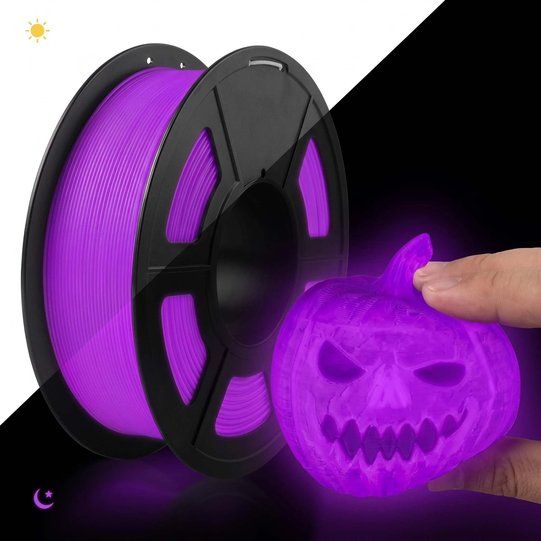 Halloween Glow-in-the-Dark TPU Filament 1.75mm for 3D Printer Bundle 250g Multicolor - Green Purple Blue Yellow